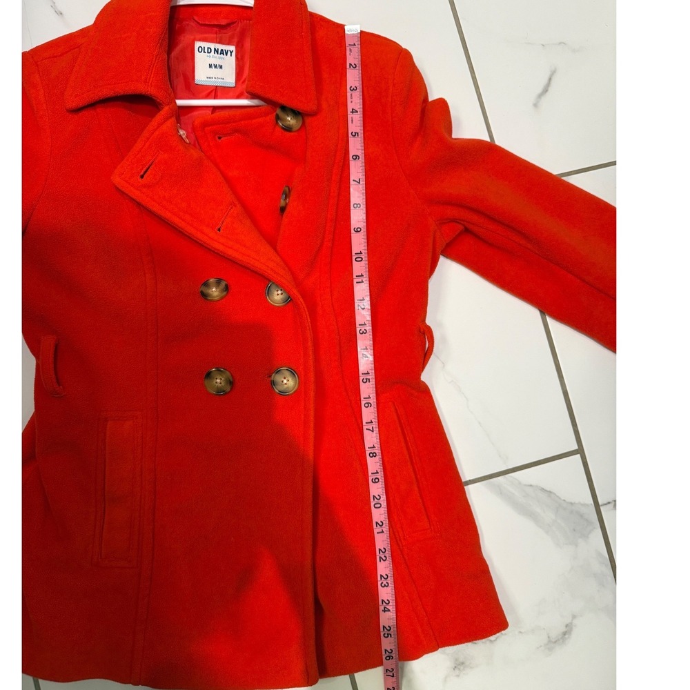 Old Navy Womens Red Fleece‎ Double Breasted Pea Coat Jacket Size M - Picture 4 of 13